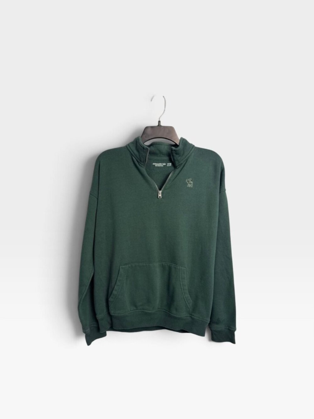 Abercrombie kids  size 17-18 unisex hunter green cotton blend quarter zip cozy
